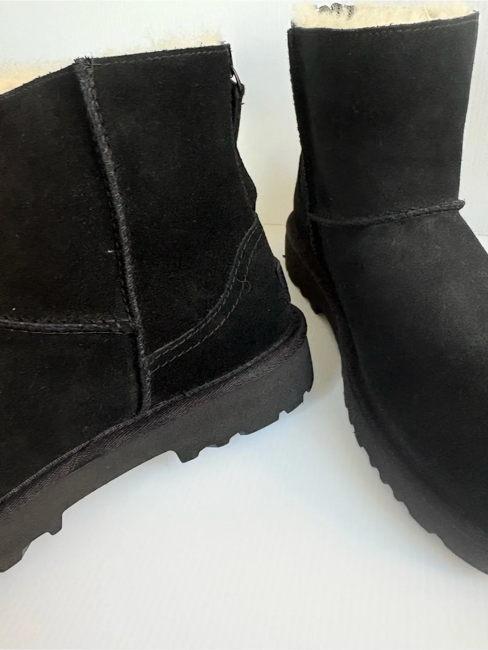 UGG Classic Mini Black Suede Shearling Boot